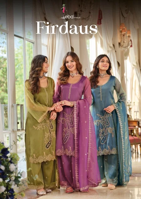 Firdaus By Eba Shimmer With Beads Work Readymade Plazzo Suits
